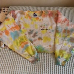 Vintage Self cropped/tie dyed champions sweatshirt